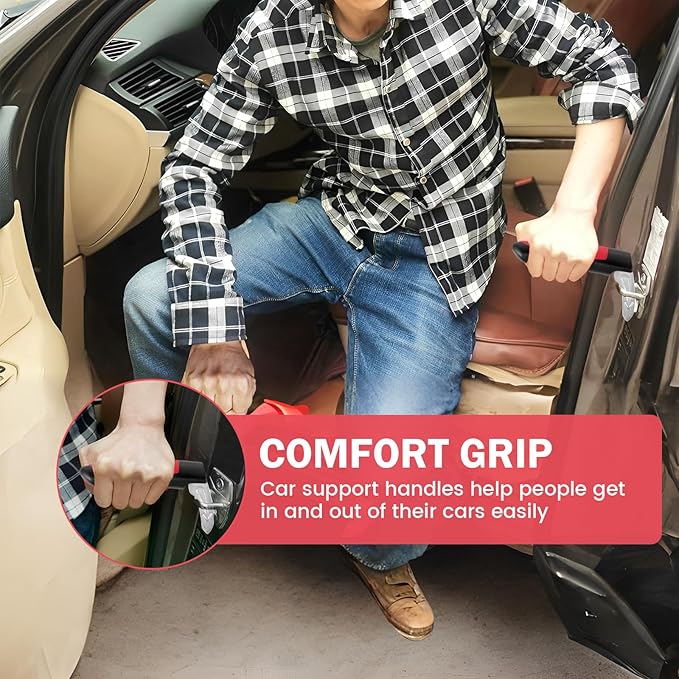 4 Pack Car Handle Assist for Elderly, Portable Auto Cane 3-in-1 Vehicle Support Handle with Anti-Slip Grip, Handicap Car Door