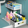 Pull-out Under Kitchen Sink Organizer, Metal Functional Under Sink Organizer, Height Adjustable Under Bathroom Sink Organizer
