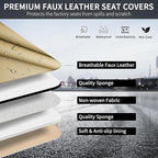 Beige Leather Seat Covers, 5 Seats Universal Car Seat Covers Full Set, Waterproof Automotive Seat Covers Breathable Front and