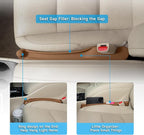 Car Seat Gap Filler Set of 2, 3IN1 Seat Side Gap Filler Plug with Storage Slot & Hook Function, Soft Foam Universal Fit Car SUV Truck Fill Gap Between Seats Console Organizer（Standard Saddle Brown）