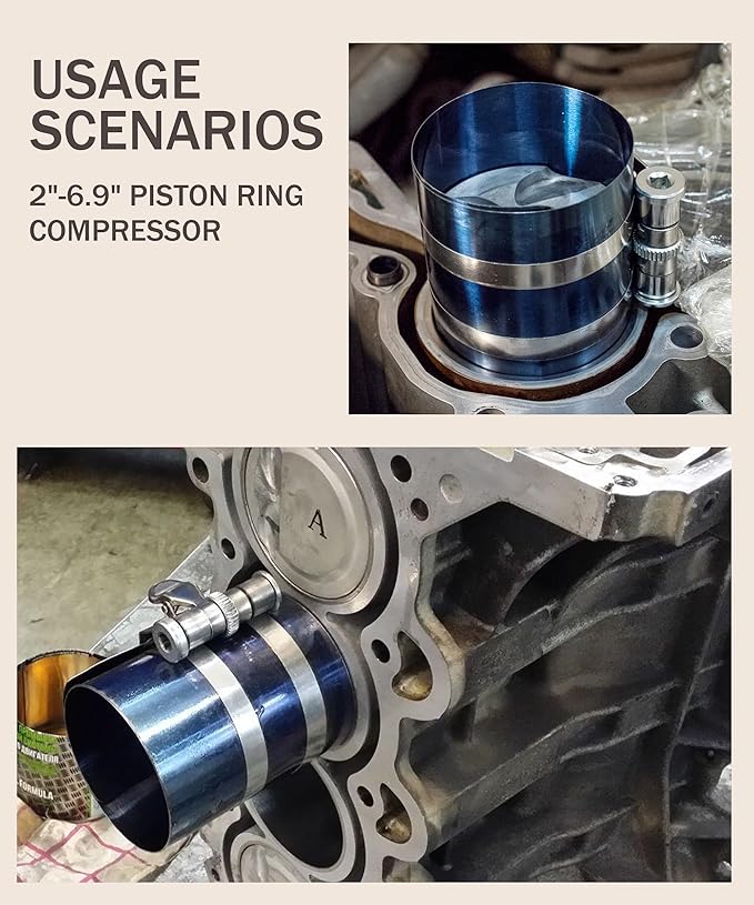 bylikeho Piston Ring Compressor Tool,Car Accessories Car Engine Piston Ring Installer Removal Kit,Adjustable Sizes From 2-1/8