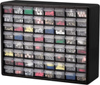 Akro-Mils 64-Drawer Plastic Storage Cabinet, 20-Inch W x 6-Inch D x 16-Inch H | Black | Model 10164 | Garage Organization