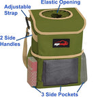 EPAuto Waterproof Car Trash Can with Lid and Storage Pockets, 2.5 Gallon Leakproof, Green