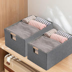 Fabric Storage Bin Box Foldable Collapsible Storage Basket with Wooden Handles Rectangular Cube Decorative Home Nursery Organ