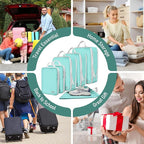 6 Set Compression Packing Cubes, Suitcase Organizer, Lightweight Travel Essentials, Compression Bags For Travel Accessories L