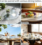 20" Glass Lazy Susan for Dining Table, Glass Turntable Table Centerpiece with 6 Rotating Wheels, 360° Smooth and Silent Spin 