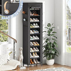 Simple Trending Narrow Shoe Rack with Cover, 10 Tier Shoe Organizer Storage, Tall Free Standing Shoe Cabinet Holds 20 Pairs f