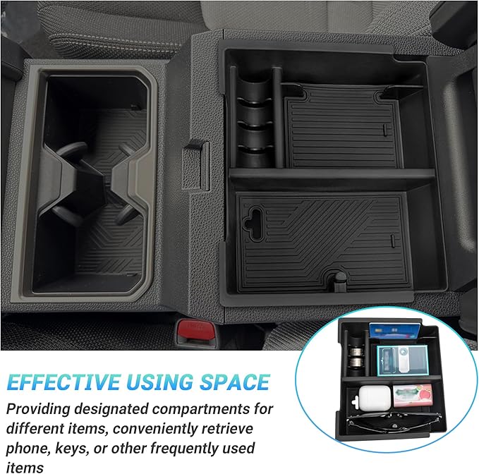 Center Console Organizer Compatible with 2025-2026 Toyota 4Runner (6th Gen) Interior Accessories, Armrest Storage Box Glove Organizer Tray Insert with Coin and Sunglasses Holder