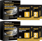 2-Step Headlight Restoration Wipes–No Sanding Car Headlight Restoration Kit with Oxidation Remover&Ceramic Coating,UV Protect