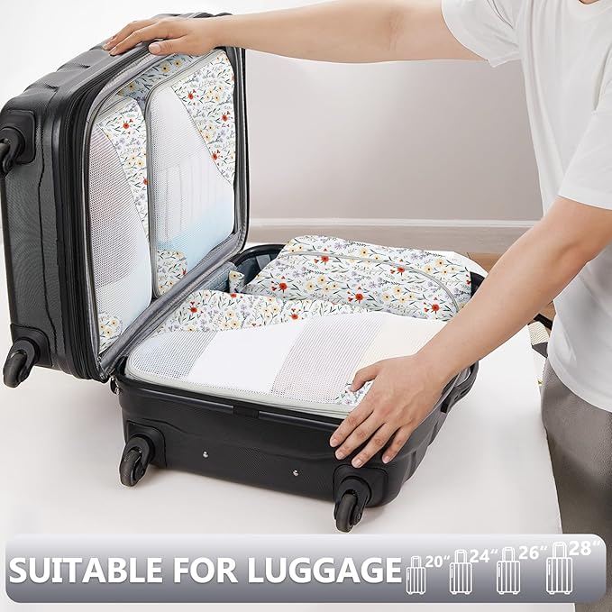 8 Set Packing Cubes for Travel, Gifts for Women Mom,Anti-Tearing Suitcase Organizer for Luggage with Shoe & Hanging Toiletry 