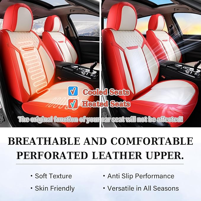 Coverado Car Seat Covers Full Set, Front and Rear Seat Covers, 5 Seats Leather Seat Covers for Cars, Waterproof Car Seat Prot