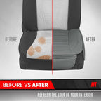 Motor Trend Seat Covers for Cars Trucks SUV, Faux Leather 2-Pack Gray Padded Car Seat Covers with Storage Pockets, Premium In