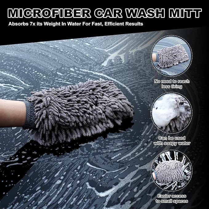 9Pcs Car Wheel & Tire Brush Kit, Wheel Cleaner Brush, Soft-bristled Rim Brush, Car Drying Towel (36"x 24"), Tire Shine Applic