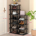 Vertical Shoe Rack - Tall Narrow Shoe Rack Organizer for Small Spaces,12 Tier Bamboo Shoen Shelf for Entryway,Closet,Corner,D