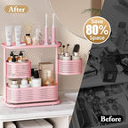 KINGRACK 3 Tier Pink Bathroom Counter Organizer, Rotating Makeup Organizer for Vanity, Perfume & Skincare Standing Shelf, Van