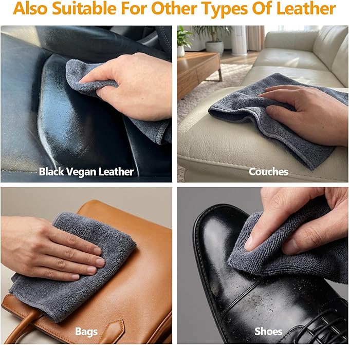 2-in-1 Leather Cleaner and Conditioner,16.9 oz,2 Pack,Car Cleaner and Conditioner for White & Black Vegan Leather,Safely Clea