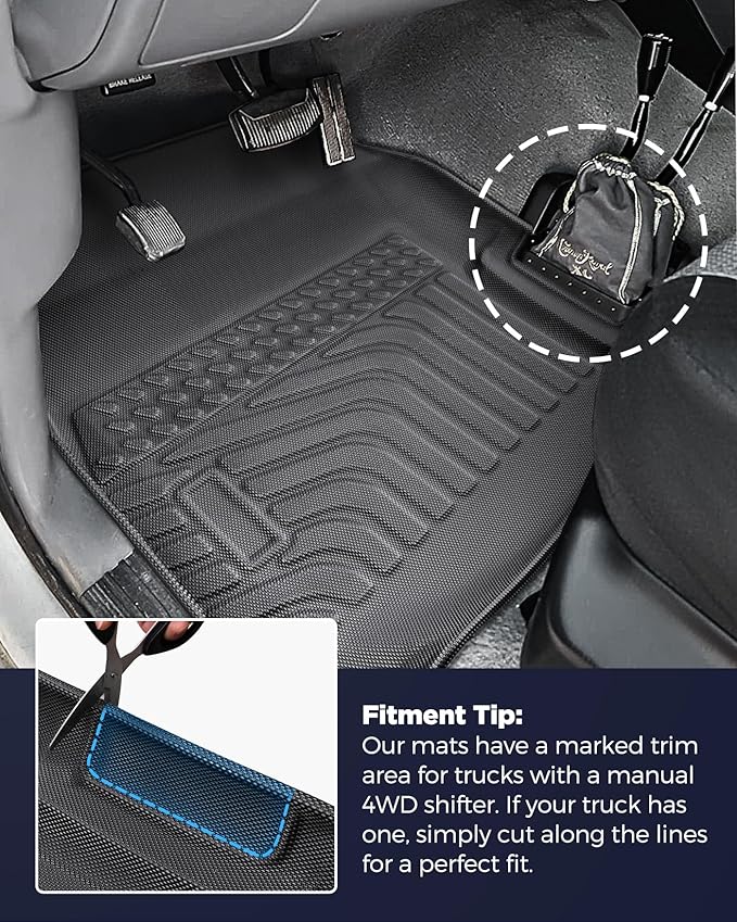 CreekT® for Ford F150 & Bronco Floor Mats 1980-1996, for F250/F350 1980-1997 All Weather Floor Mats, Custom Fit for Ford F-150 & Bronco, 2-Piece Front Set Rubber Heavy Duty Classic Truck Accessories
