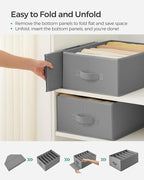 SONGMICS Set of 2 Large Size Wardrobe Clothes Organizers, 6-Compartment Foldable Drawer Organizers with Handles, 16.5 x 11.8 