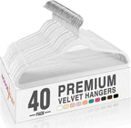 HOUSE DAY White Velvet Hangers 40 Pack, Non Slip Clothes Felt Hanger Heavy Duty for Coat, Premium Slim Space Saving Suit Hang