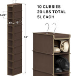 Simple Houseware 10 Shelves Hanging Shoes Organizer Holder for Closet, Brown