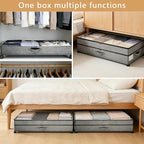 Under Bed Storage with Wheels, 2 Pack 75L Underbed Large Storage Bins with Lid, Adjustable Rolling Storage Containers for Clo