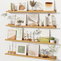 Fun Memories Picture Ledge Shelves Set of 4, 36 Inch Rustic Wall Mounted Floating Shelves with Lip for Home Storage and Décor