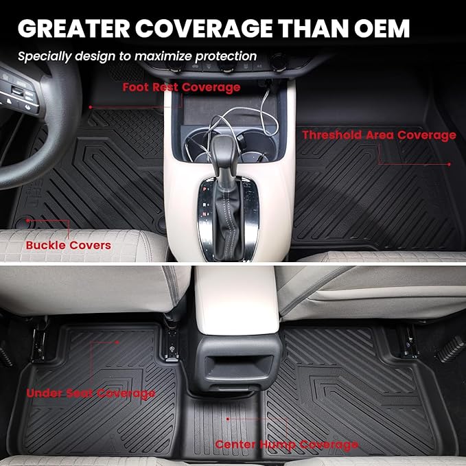 LASFIT Floor Mats & Backrest Mats & Cargo Mat for Nissan Rogue 2026 2025 2024 2023 2022 2021 (Not Fit Rogue Sport), All Weather TPE Custom Fit Floor Liners Car Mats Accessoires, Black