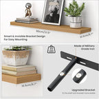 Heimlove Floating Shelves for Wall 32 Inch,Mounted Storage Wood Shelves with Invisible Brackets Hanging Shelf for Bedroom Liv