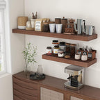 12 Inch Deep Floating Shelves | 55 Inch Walnut Floating Shelves | 55" W x 12" D Rustic Wood Shelves for Wall | Deep Walnut Sh
