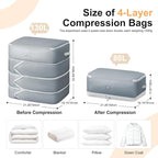 Comforter Storage Bag - 130L Large Capacity Blanket Storage Bags 4-Layer Ultra Space Saving Self Compression Organizer, Washa