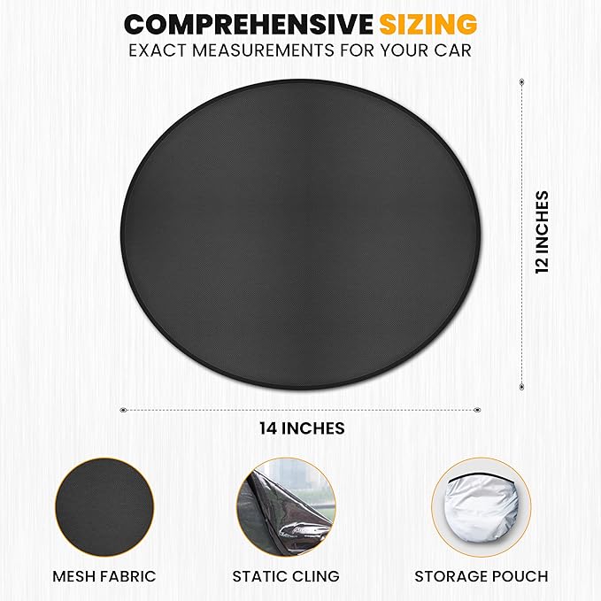 EcoNour Semi-Transparent Static Cling Window Shade for Car Sun Visor | 2Pack Mesh - Circle Glare Patch | Glare Protection for Windshield & Driving Safety | Sun Glare Protection Accessories