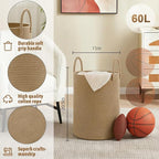Artfeel Laundry Basket,Woven Cotton Rope Laundry Hamper,60L for Decorative Storage of Dirty Clothes,Toys and Blankets in Bath