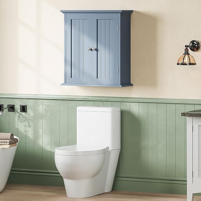 ChooChoo Bathroom Wall Cabinet, Over The Toilet Space Saver Storage Cabinet, Medicine Cabinet with 2 Door and Adjustable Shel