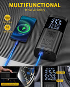 Jump Starter with Air Compressor, Jump Box Car Battery, Portable Jump Starter with LCD Display, Smart Jumper Cables, LED Light