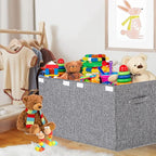 VERONLY Collapsible Toy Storage Bin with Lid, 82L Large Capacity - Gray Neutral Space-Saving Organizer for Playroom, Bedroom 