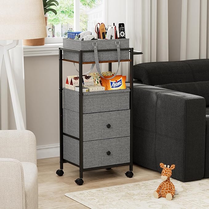 Modanais Baby Diaper Caddy Organizer Cart with Drawers - 3In1 Rolling Storage Cart with Wheels, Removable Diaper Caddy, Detac