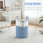Laundry Basket,Woven Cotton Rope Laundry Hamper,100L for Decor Storage of Dirty Clothes,Toys and Blankets in Bathroom,Baby Ro