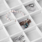 Frebeauty Velvet Jewelry Tray,12 Grid Jewelry Organizer with Clear Lid,Bracelets Holder,Jewelry Display Case with Clasp,Drawe