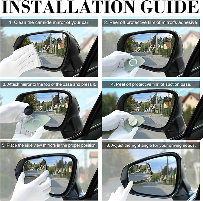LivTee XLarge Blind Spot Mirror, Rounded Rectangle HD Glass Frameless Convex Rear View Mirrors Exterior Accessories with Wide Angle Adjustable Stick for Car SUV and Trucks, Pack of 2