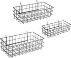 RightArrange Pegboard Baskets, Set of 3 Black - Hooks to Any Peg Board - Square Style Baskets Hold More - Organize Tools, Wor