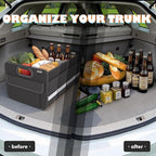 Homeve Trunk Organizer, Car Storage, Reinforced Handles, Collapsible Multi-Compartment Car Organizers, Foldable, Waterproof, 2 