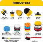 Holikme 22Pack Drill Brush Attachments Set,Scrub Pads & Sponge, Buffing Pads,Power Scrubber Brush,Car Polishing Pad Kit,Wax A