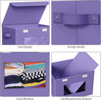Univivi Storage Bins with Lids [4-Pack] Fabric Lidded Storage Baskets Stackable Closet Storage Bins, Closet Organizers and St