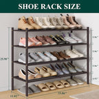 Smiry Long Bamboo Shoe Rack 4-Tier, Stackable Wooden Shoe Organizer for Entryway & Closet, Free Standing Wood Shoe Storage Sh