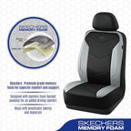 Skechers Memory Foam Seat Covers,Leather Car Seat Covers, Ultimate Comfort & Support Front Seat Covers Airbag Compatible, Aut