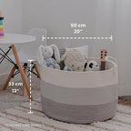 OrganiHaus Large Woven Storage Basket for Blankets and Toys 20" x 13" Inch, Rope Laundry Basket with Handles, Cushions & Pill