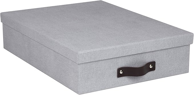 Bigso Oskar Canvas Fiberboard Document Letter Box - File Organizer Box for Important Paperwork - Document Storage with a Lid 