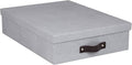 Bigso Oskar Canvas Fiberboard Document Letter Box - File Organizer Box for Important Paperwork - Document Storage with a Lid 
