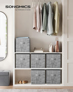 SONGMICS Storage Cubes, 13-Inch Non-Woven Fabric Bins with Double Handles, Set of 6, Closet Organizers for Shelves, Foldable,