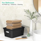8-Pack Black Plastic Storage Baskets with Lids, Label Organizers, Stackable Organizer Containers: For Organizing Shelves, Dra